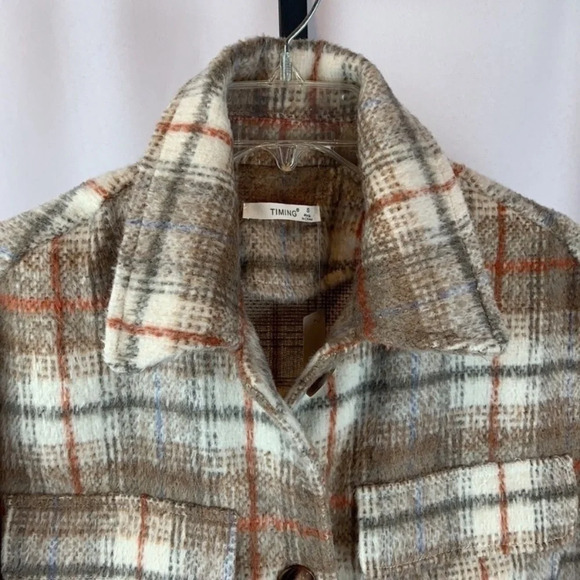 Timing Long Plaid Button Down Shacket - Picture 9 of 13